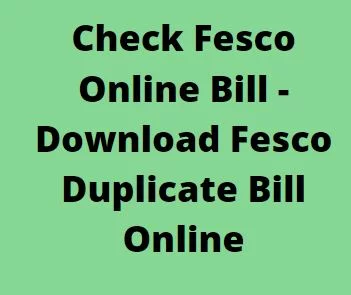 Check Fesco Online Bill - Download Fesco Duplicate Bill Online