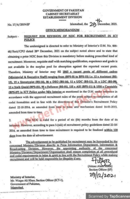 Islamabad Police Jobs 2022 - Constable ASI Jobs