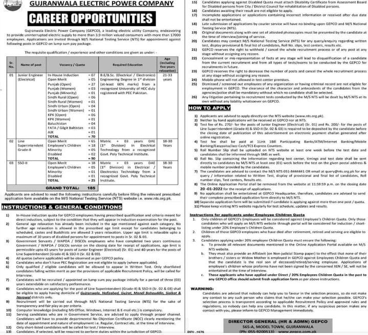GEPCO Jobs 2023 Online Apply NTS Latest Advertisement  