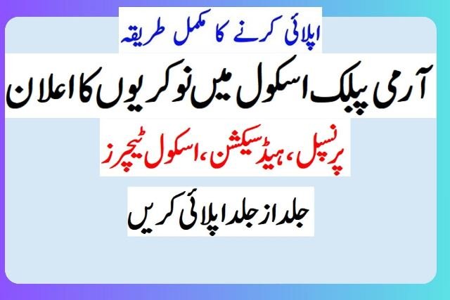 Army Public School Askari VI Malir Karachi Jobs 2025